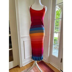 Banana Republic Rainbow Stripe Ribbed Knit Midi Dress – Size Small